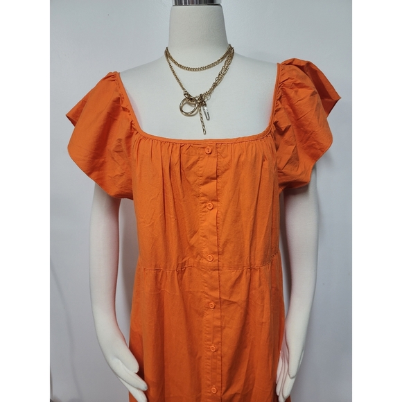 Anthropologie Amadi Luiza Tiered Maxi Dress Off Shoulder Orange sz - Picture 6 of 7